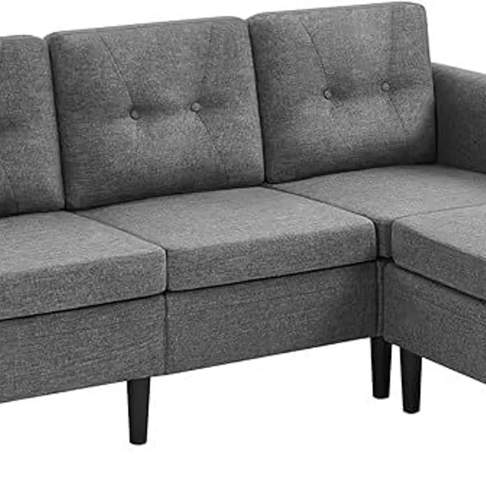 BOXED YAHEETECH SECTIONAL SOFA WITH OTTOMAN REVERSIBLE 3-SEATER CHAISE LOUNGE - LIGHT GREY (3 BOXES)