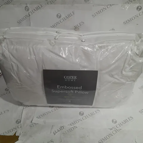 BOXED COZEE HOME SET OF 2 SUPERSOFT EMBOSSED PILLOWS WITH MICRO-FRESH MEDIUM