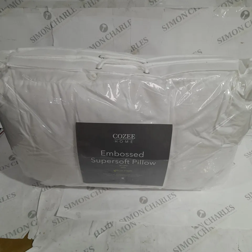 BOXED COZEE HOME SET OF 2 SUPERSOFT EMBOSSED PILLOWS WITH MICRO-FRESH MEDIUM