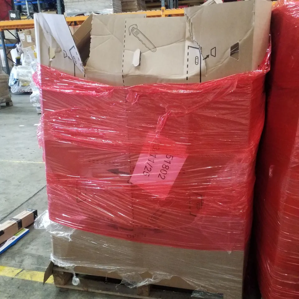 PALLET CONTAINING ASSORTED PRODUCTS INCLUDING RETRACTABLE SAFETY GATE, TOWEL RACK, ELECTRIC DARTBOARD & LED LIGHTING