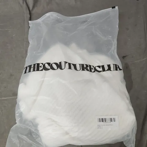 THE COUTURE CLUB HEAVY WASHED RIB KNIT POLO – OFF WHITE, SIZE L