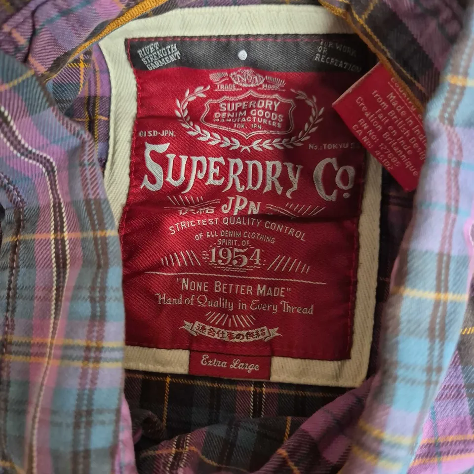 SUPERDRY CO. PURPLE & TEAL CHECKED SHIRT – MEN'S LONG SLEEVE, XL