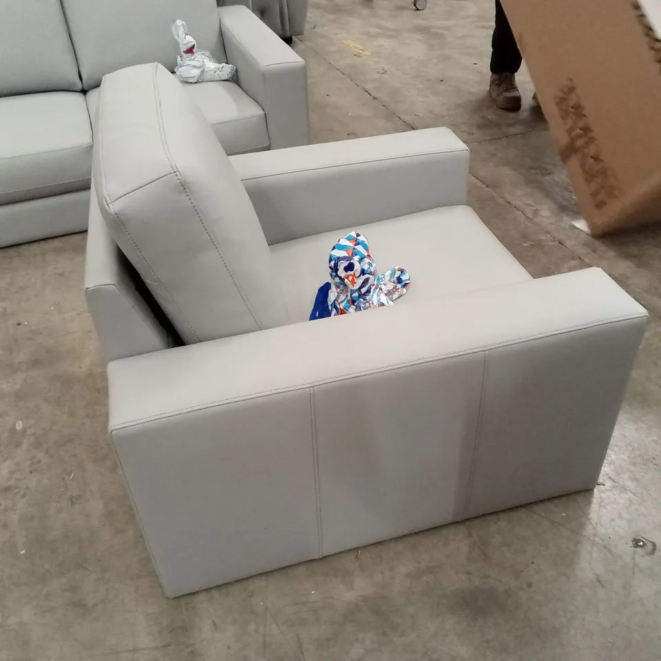 BALTIMORE ARMCHAIR, LIGHT GREY PREMIUM FAUX LEATHER