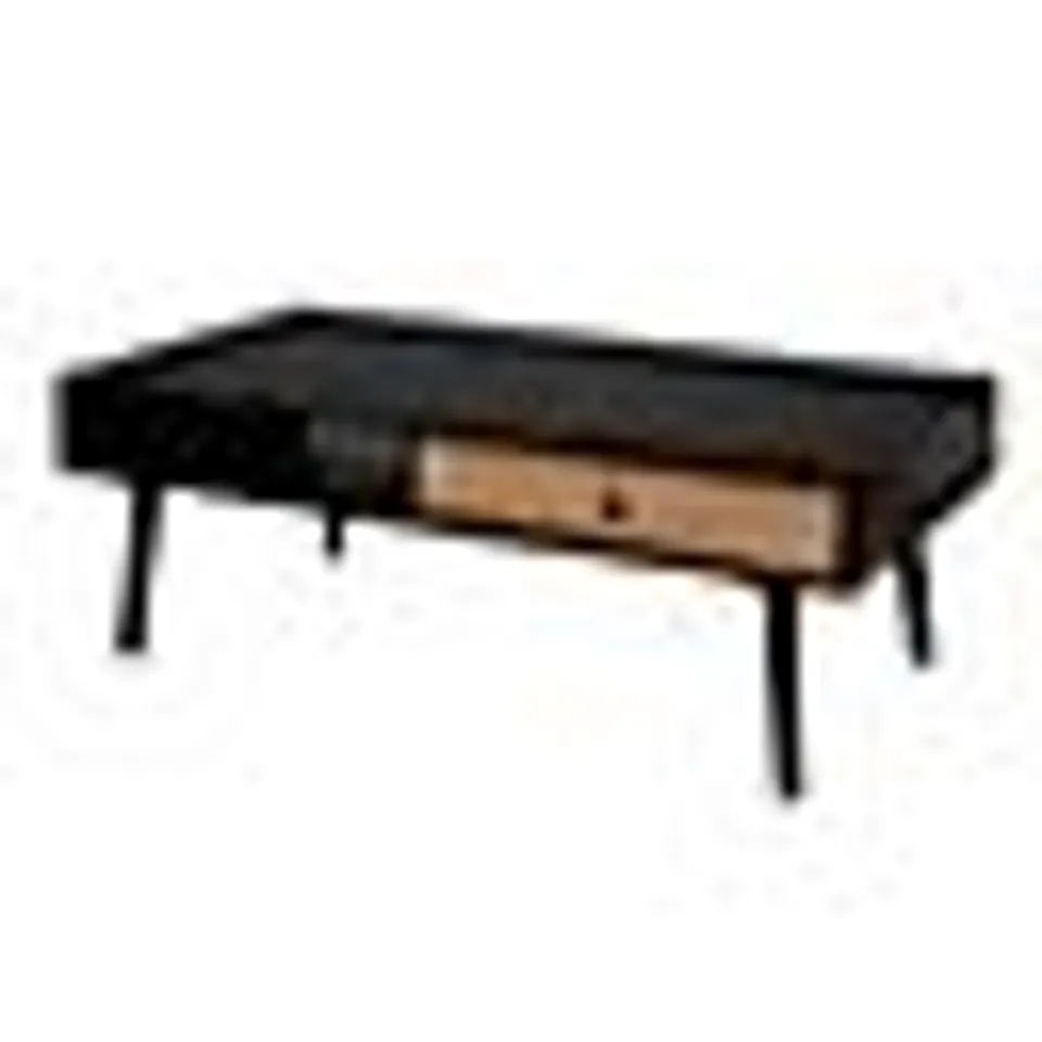 LEONA MATT BLACK RATTAN EFFECT COFFEE TABLE (H)400MM (W)1150MM (D)600MM 
