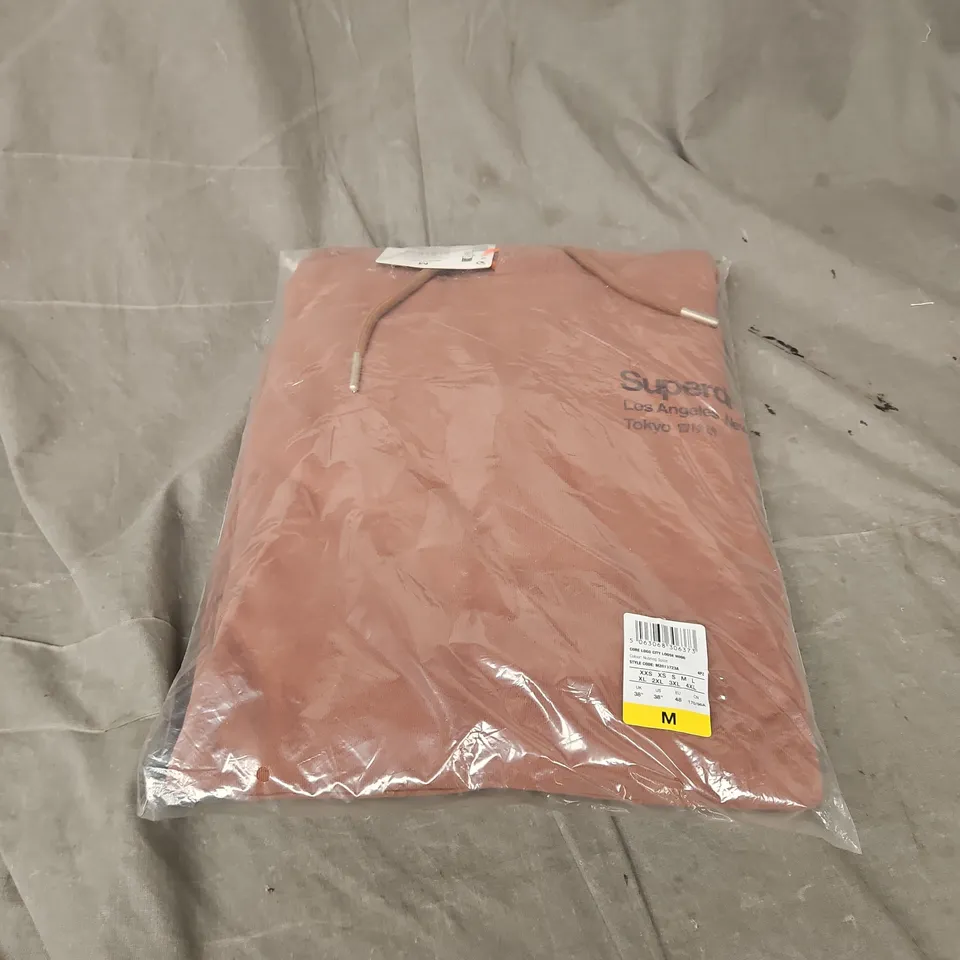 BAGGED SUPERDRY CORE LOGO CITY LOOSE HOODIE IN NUTMEG SPICE SIZE M