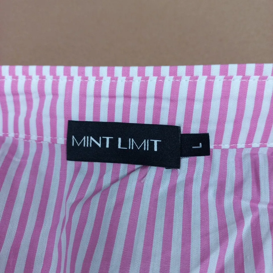 MINT LIMIT PINK & WHITE STRIPED BUTTON-DOWN SHIRT - SIZE L