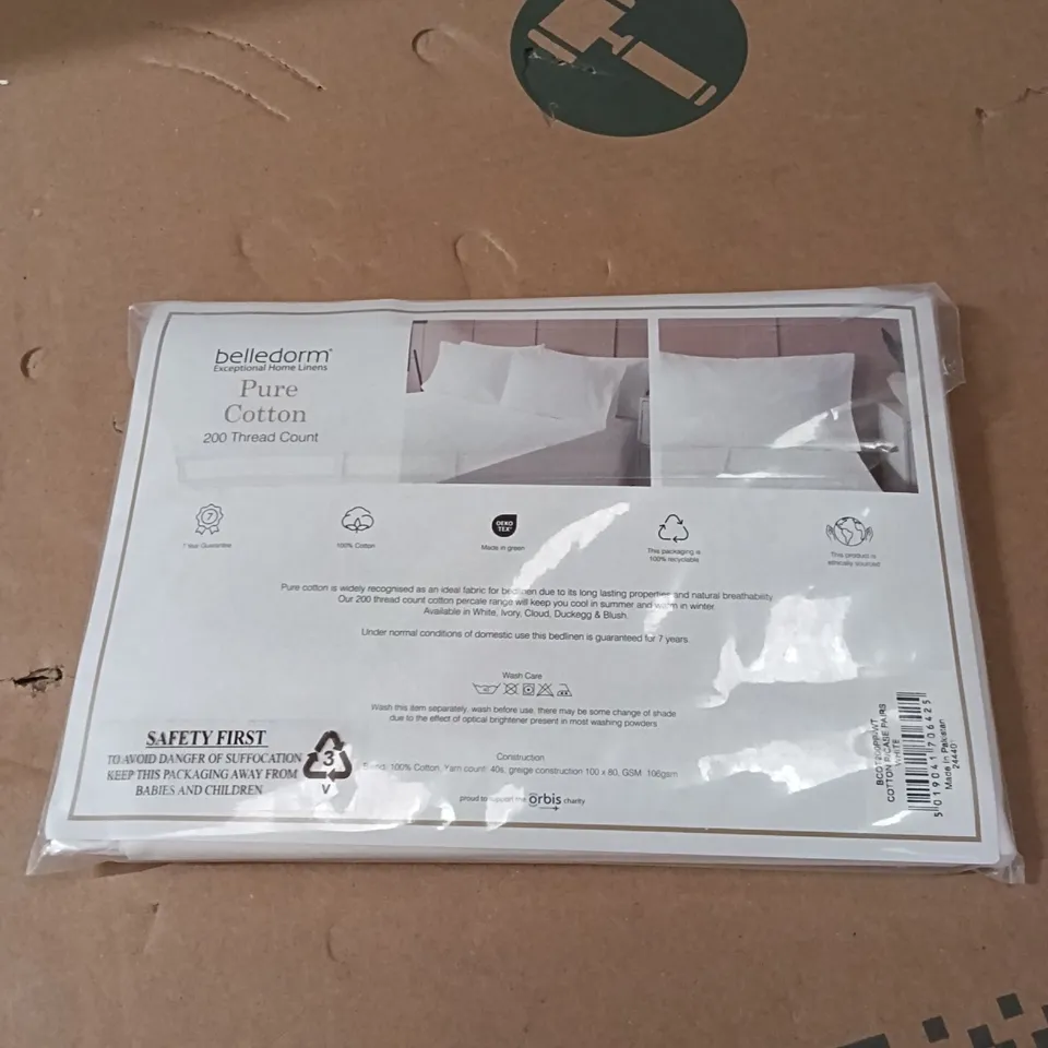 BAGGED COTTON PILLOW CASE PAIR, 50X75cm - WHITE 