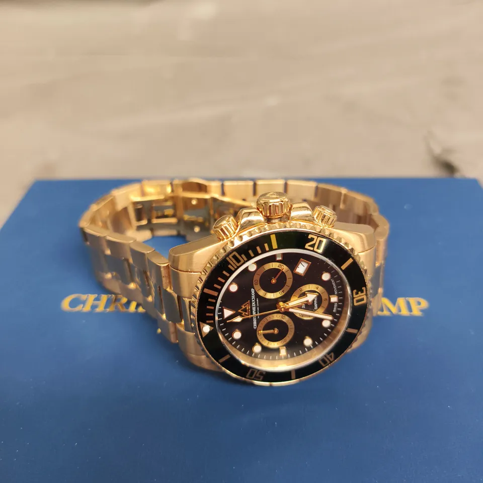 CHRISTOPHE DUCHAMP GOLD-TONE CHRONOGRAPH WRISTWATCH 