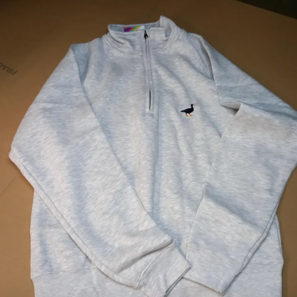 GOOSE & GANDER ZIP COLLAR JUMPER IN GREY 