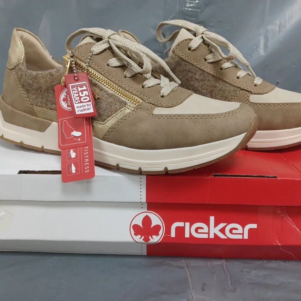 BOXED PAIR OF REIKER TRAINERS IN GINGER SIZE 6