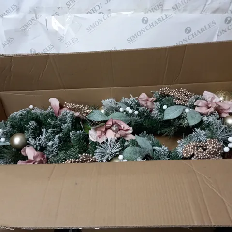 FROSTED ROSE SWAG CHRISTMAS GARLAND