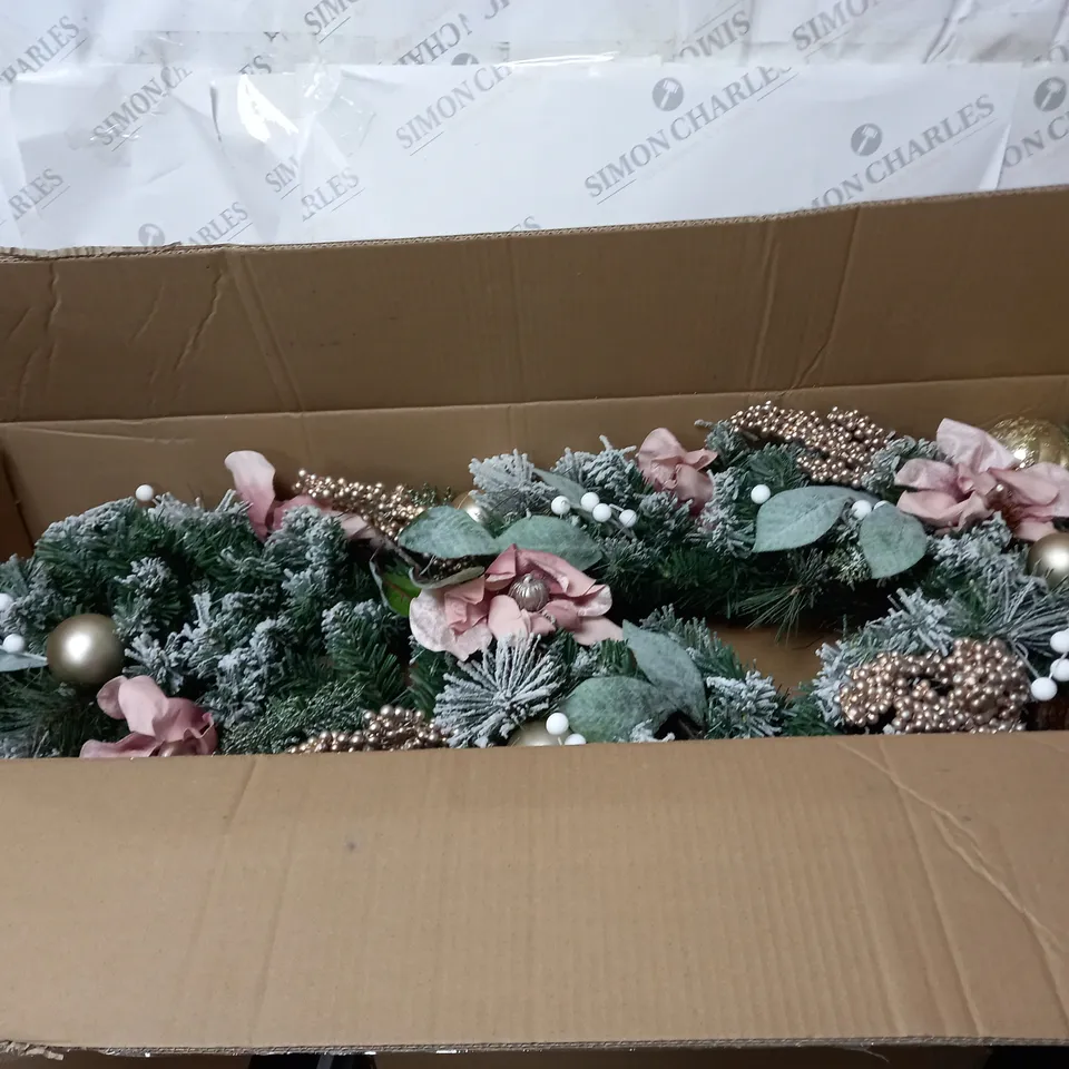 FROSTED ROSE SWAG CHRISTMAS GARLAND RRP £49.99