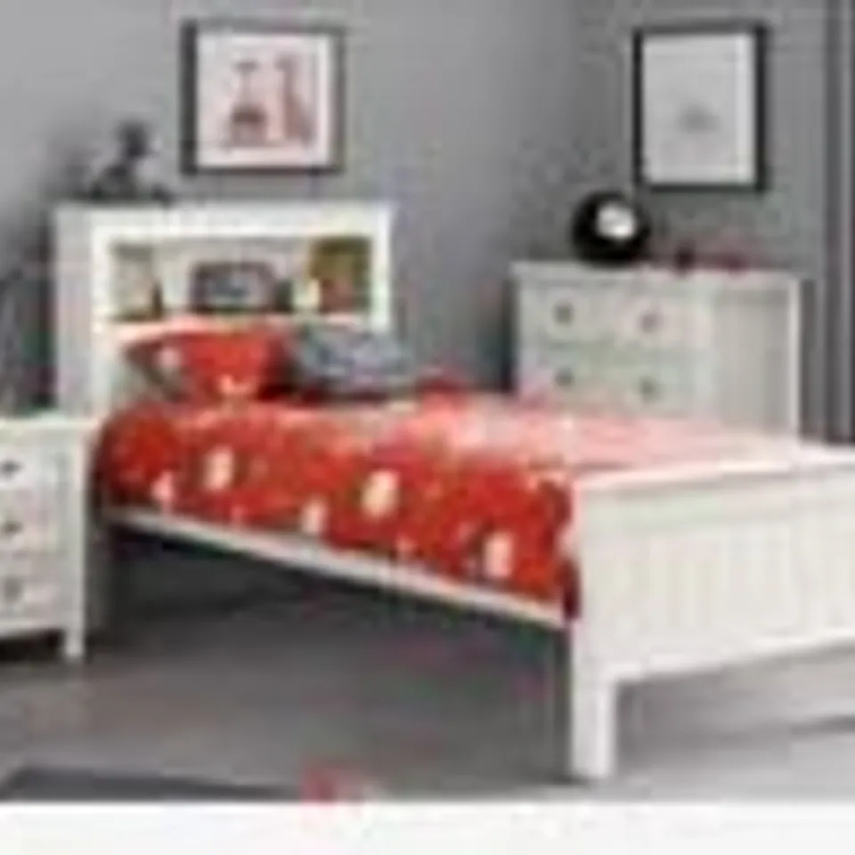 BOXED JULIAN BOWEN MAINE BOOKCASE BED, SINGLE - WHITE (2 BOXES)