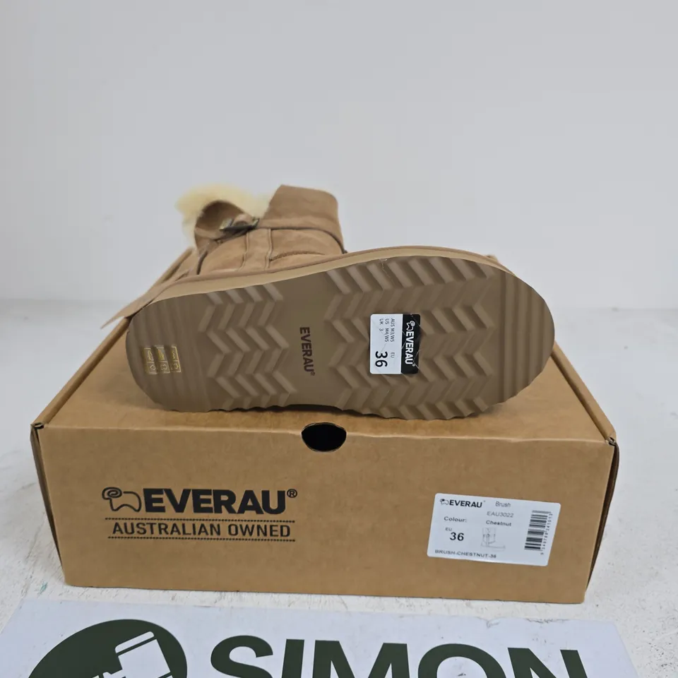 BOXED PAIR OF EVERAU BRUSH BOOTS IN CHESTNUT - EU 36