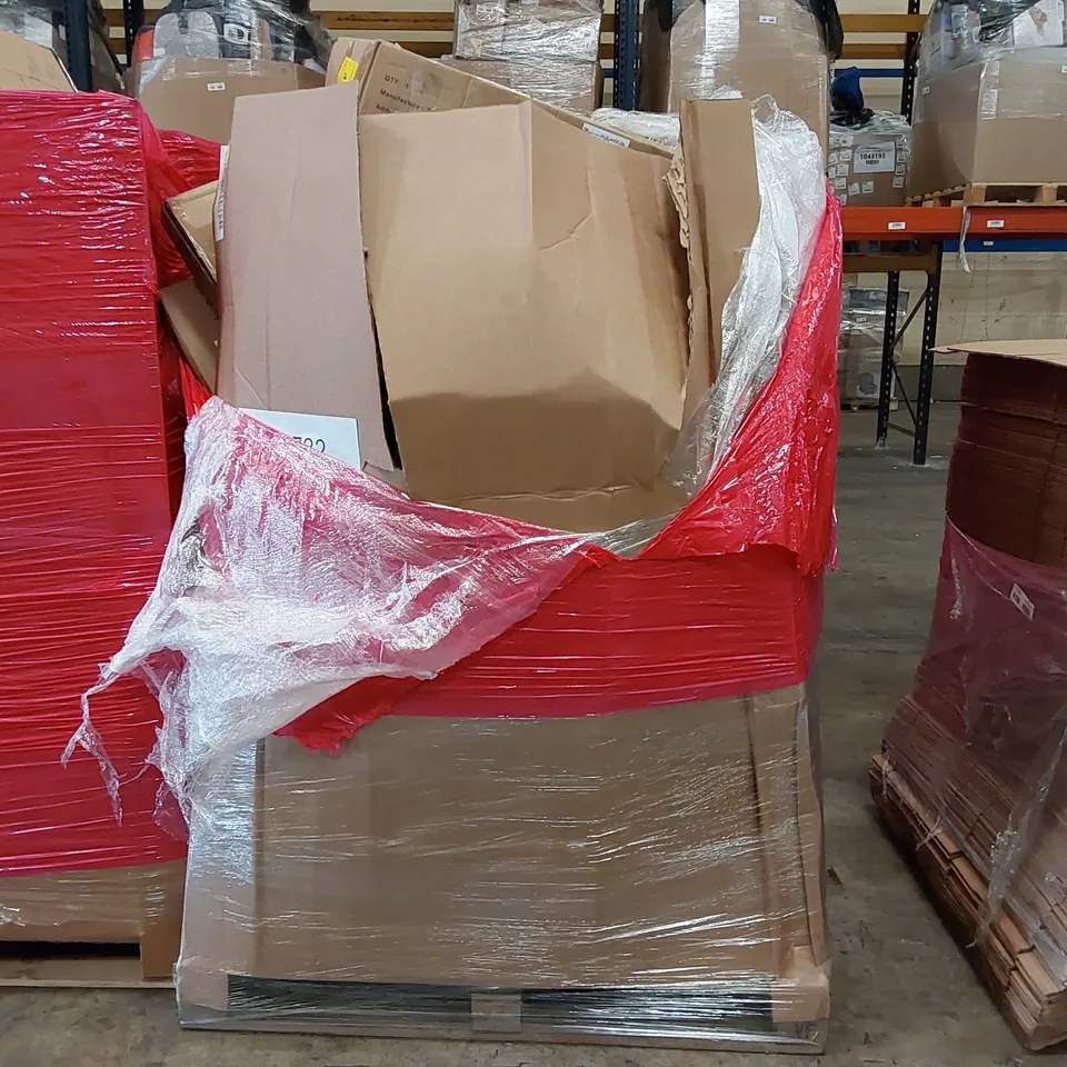 PALLET OF ASSORTED ITEMS INCLUDING: INSTANT POT MULTI-COOKER + AIRFRYER, DIGITAL MICROWAVE, ELECTRIC CLOTHES DRYER, STELLAR 3 PIECE STAINLESS STEEL SAUCEPAN SET, SENQI BIKE HANDLEBAR 