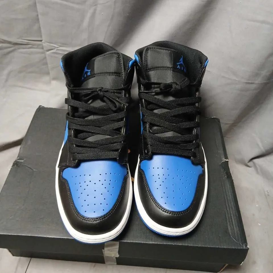 AIR JORDAN 1 MID TRAINERS – BLACK/ROYAL BLUE/WHITE – UK 9.5 (US 10.5)