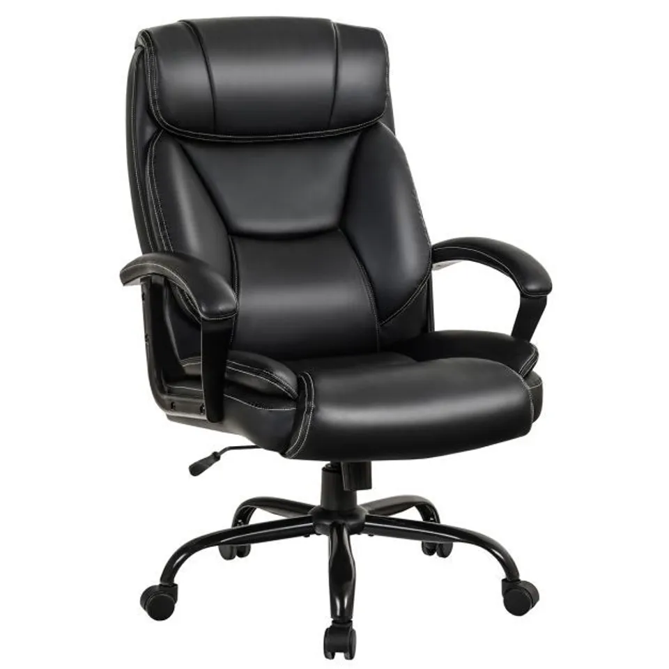 BOXED COSTWAY EXECUTIVE OFFICE CHAIR HEIGHT ADJUSTABLE LEATHER COMPUTER DESK CHAIR WITH ROCKING BACKREST