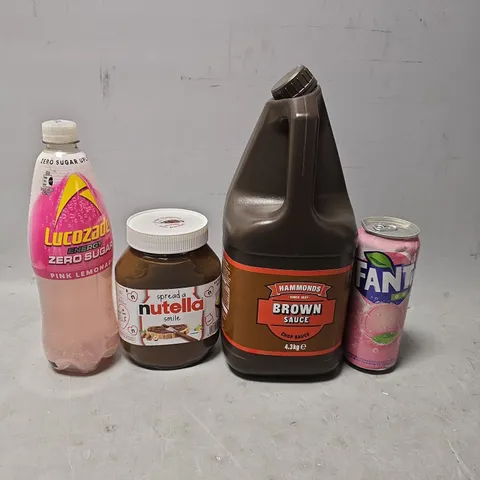 APPROXIMATELY 5 ASSORTED FOOD & DRINK ITEMS TO INCLUDE - NUTELLA , LUCOZATE LEMONADE SUGAR , FANTA ETC