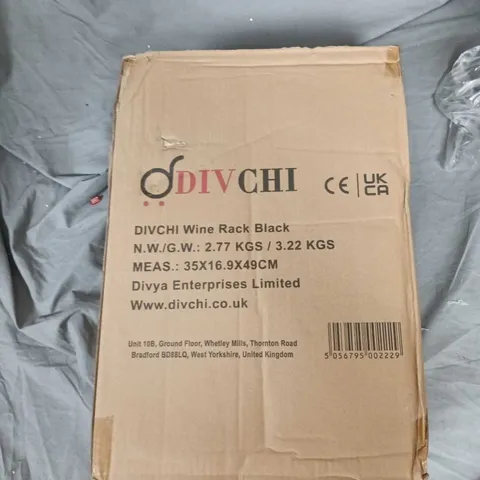 DIVCHI WINE RACK – BLACK METAL BOTTLE RACK, BOXED (35 X 16.9 X 49 CM)