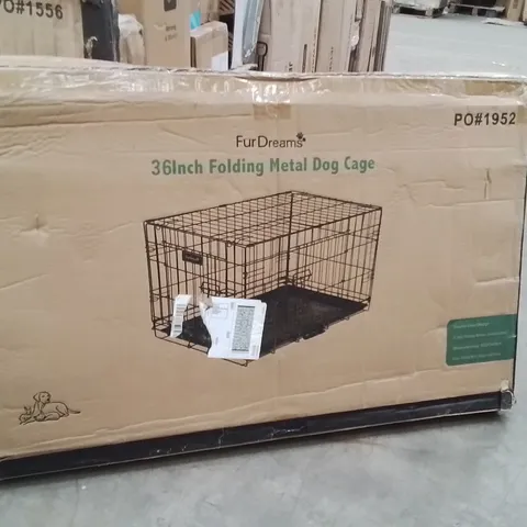 BOXED FURDREAMS 36 INCH FOLDING METAL DOG CAGE