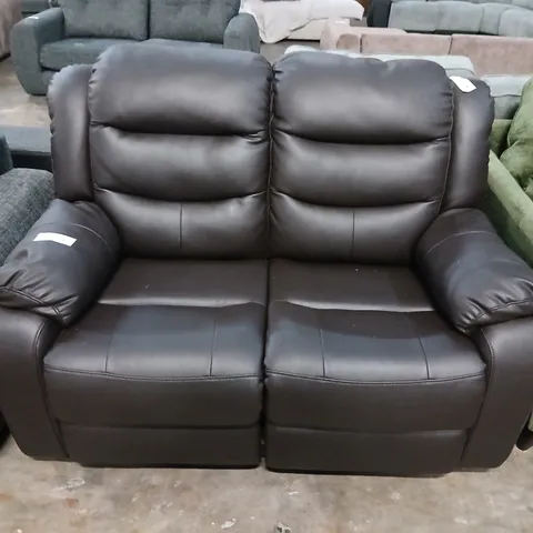 ROTHBURY CHOCOLATE FAUX LEATHER MANUAL RECLINING TWO SEATER SOFA
