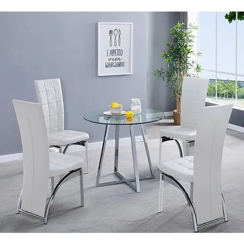 BRAND NEW BOXED MELITO ROUND GLASS DINING TABLE (2 BOXES)