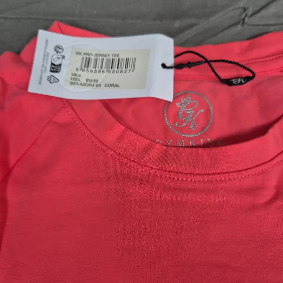 GYM KING GK PRO JERSEY TEE – CORAL RED SHORT SLEEVE T-SHIRT