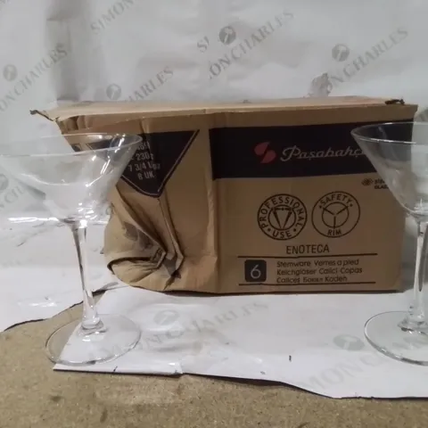 BOXED PASABAHCE ENOTECA COCKTAIL GLASSES APPROXIMATELY 6