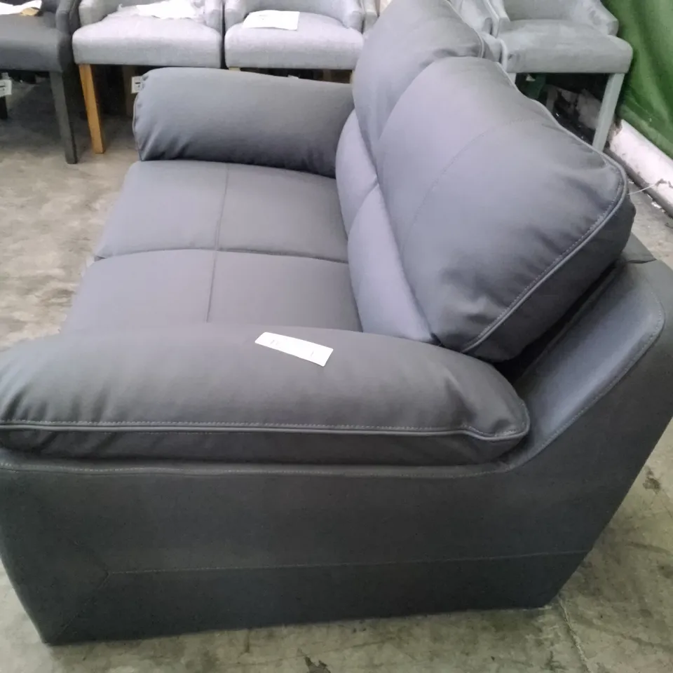 QUALITY DESIGNER 2 SEATER SOFA - DARK GREY LEATHER 