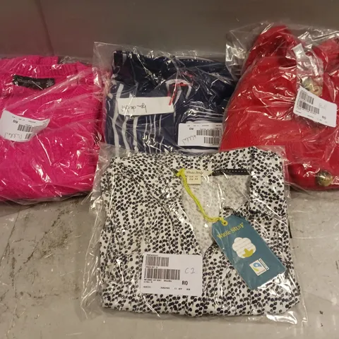 APPROXIMATELY 10 ASSORTED CLOTHING ITEMS TO INCLUDE CARDIGAN, WHITE STUFF SHIRT, MULTI STRIPE TOP ETC