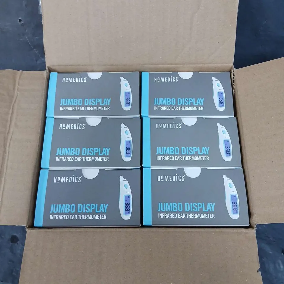 6 X BOXED HOMEDICS JUMBO DISPLAY INFRARED EAR THERMOMETERS 