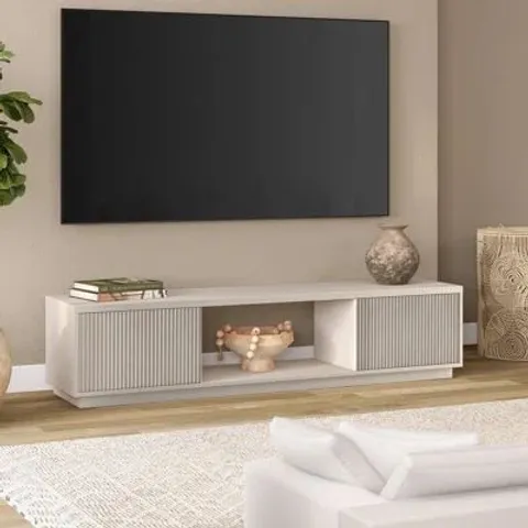 BOXED AVERHOFF RECTANGULAR TV STAND -WHITE FINISH-