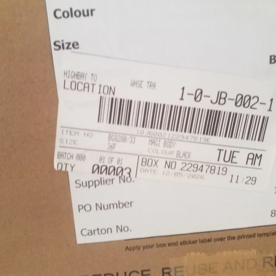 BOX CONTAINING APPROXIMATELY 3X BRAND NEW MAGISCULPT BODYSUITS - COLOUR BLACK - SIZE 36F
