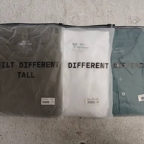 SET OF APPROXIMATELY 10 ASSORTED BUILT DIFFERENT T-SHIRTS/SHIRTS IN VARIOUS COLOURS AND SIZES