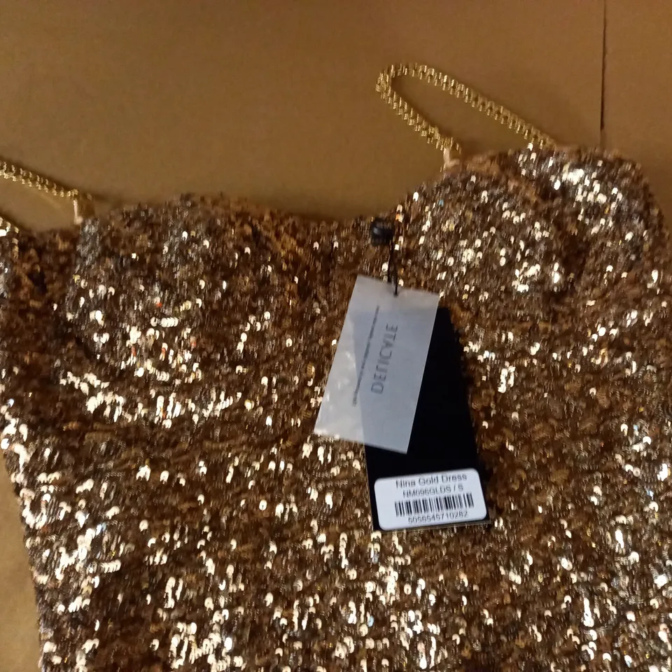 BOXED NADINE MERABI NINA GOLD DRESS - S