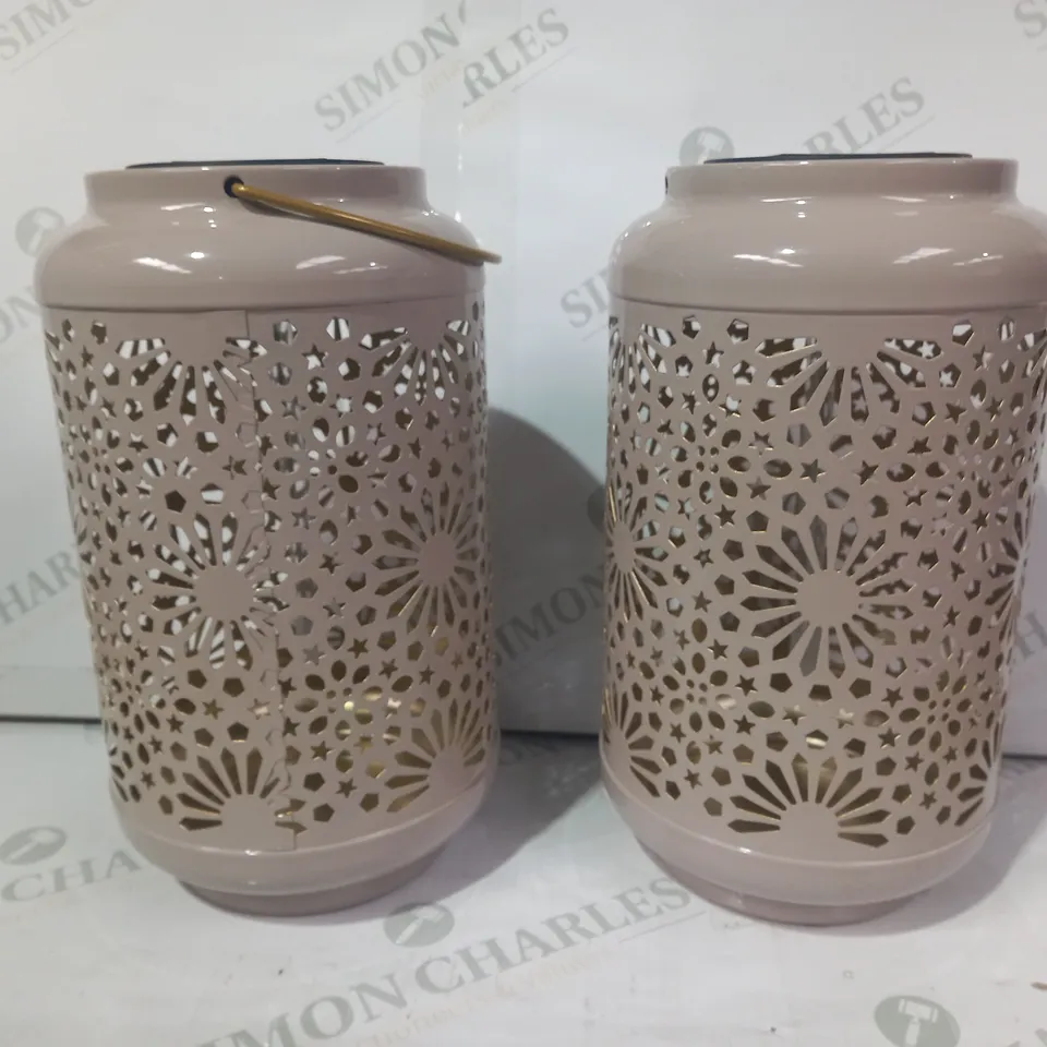 GARDEN REFLECTIONS SET OF 2 PATTERNED SOLAR LANTERNS