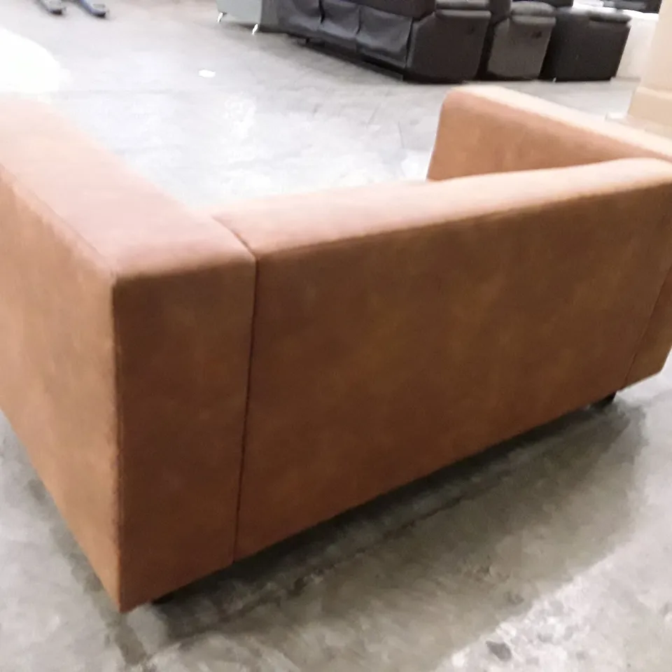 QUALITY DESIGNER 2 SEATER SOFA - TAN FABRIC