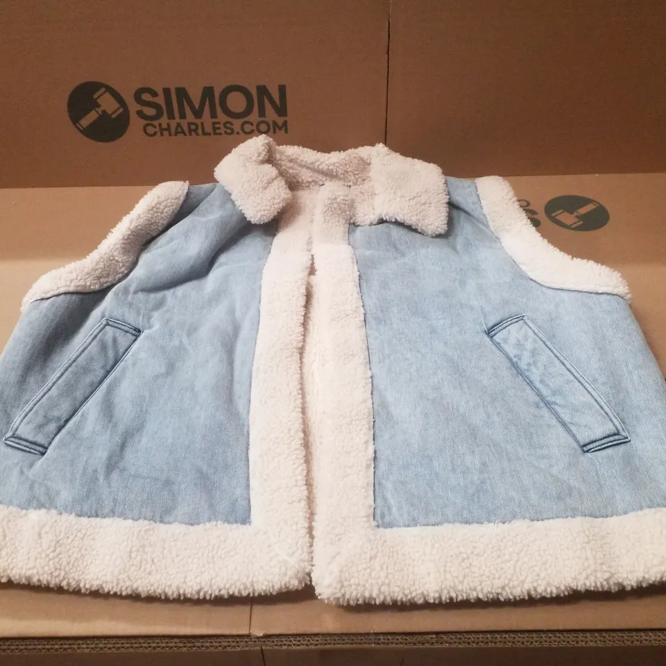 BOX CONTAINING APPROXIMATELY 5 BRAND NEW SIMPLY BE BLUE REGULAR SLEEVELESS DENIM GILETS - SIZE 22