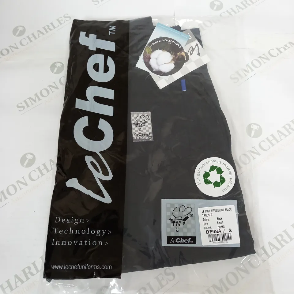 SEALED LE CHEF LITEWEIGHT BLACK TROUSER - SMALL