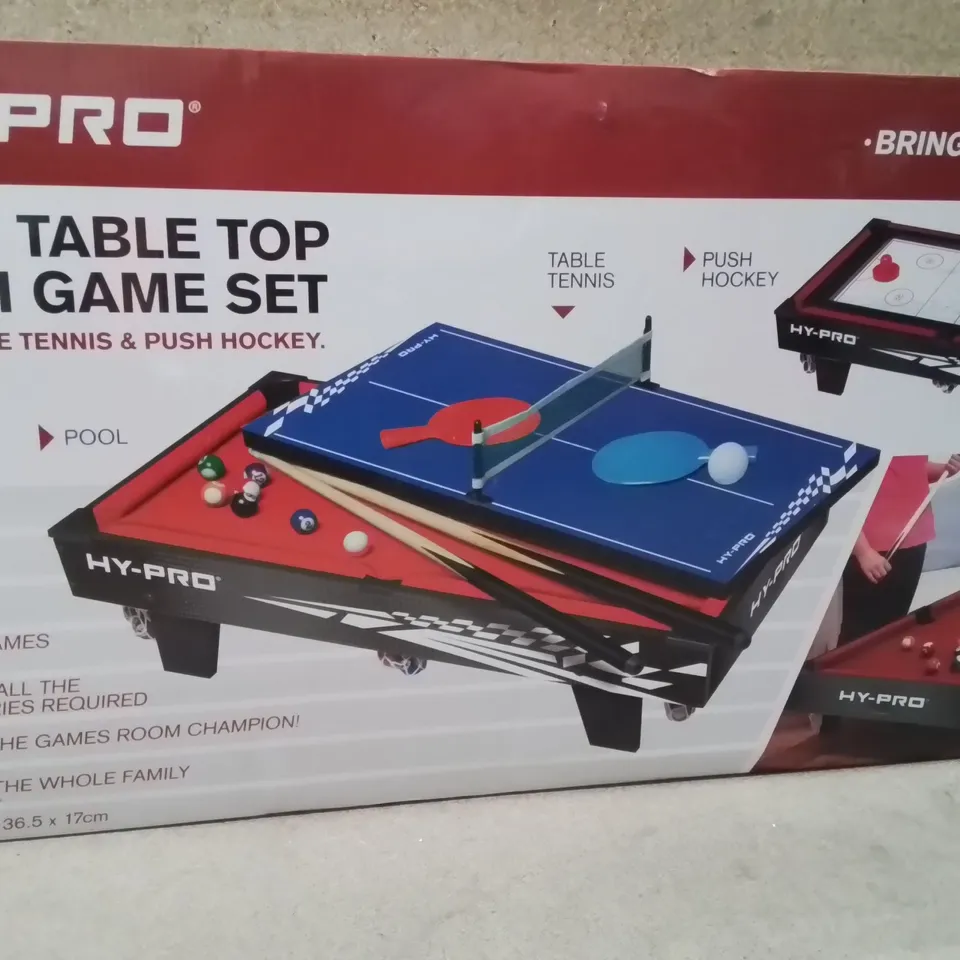 BOXED HYPRO 3IN1 TABLE TOP MULTI GAME SET