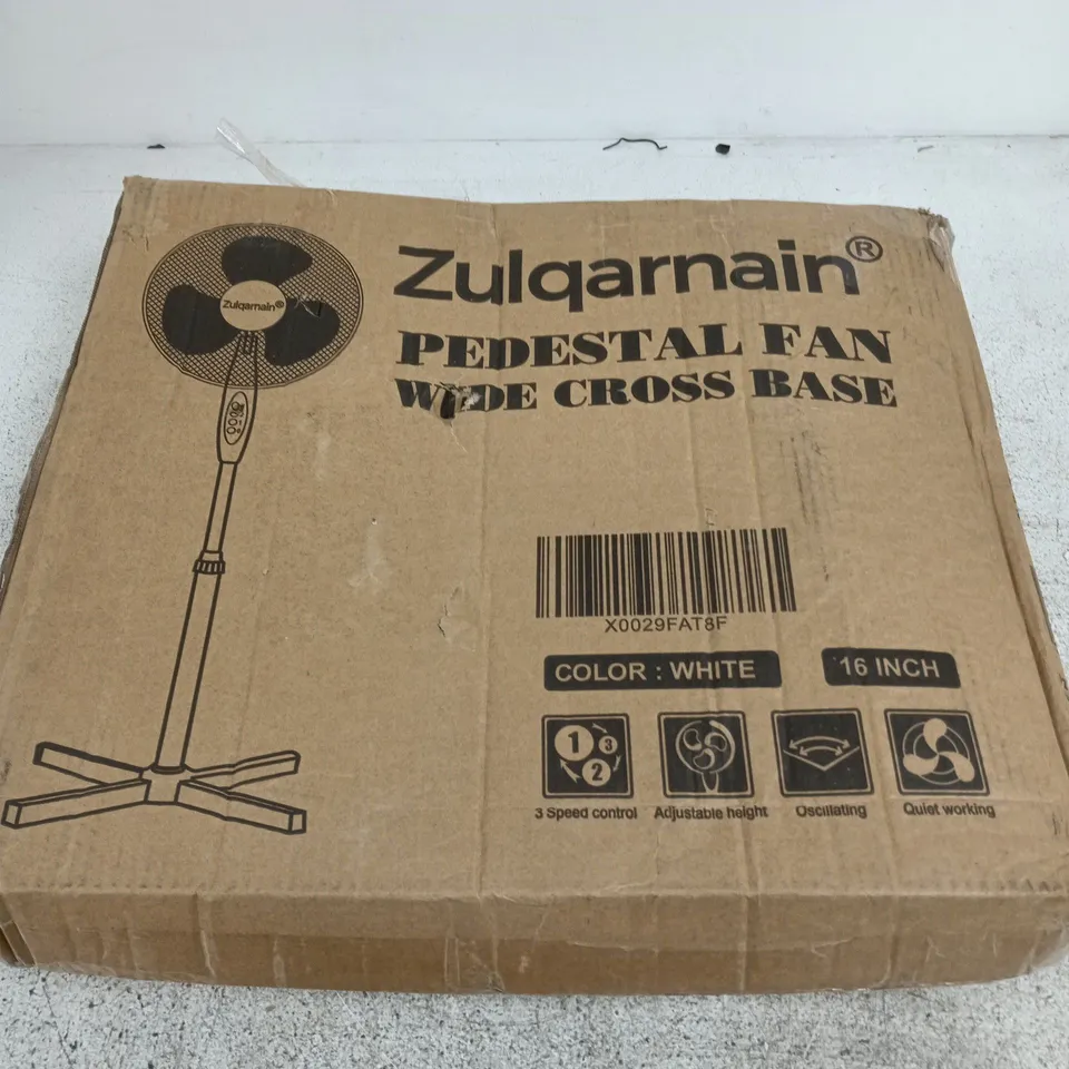 ZULQARNAIN PEDESTAL FAN – WHITE, 16 INCH
