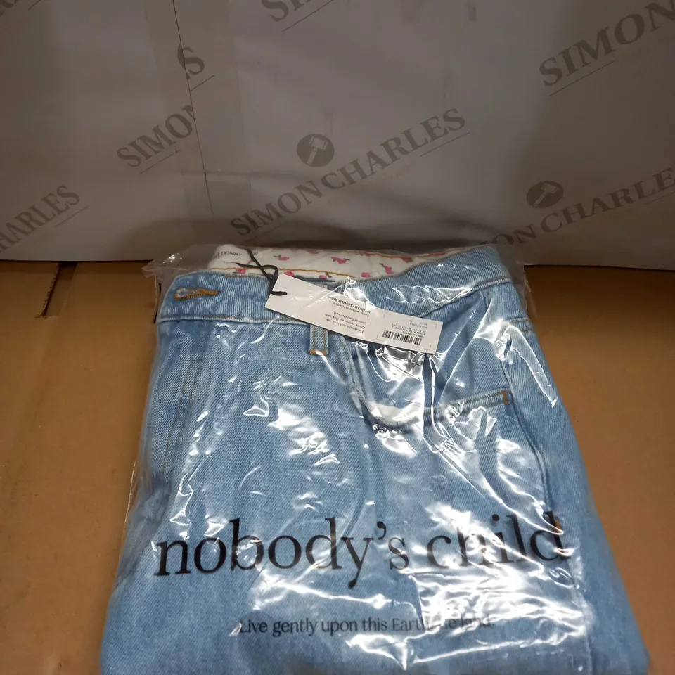NOBODYS CHILD HIGH RISE WIDE LEG BLEACH WASH JEANS SIZE 16