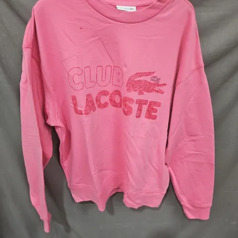 Lacoste Club Pink Sweatshirt – Loose Fit, UK Size L (US L, FR 5)