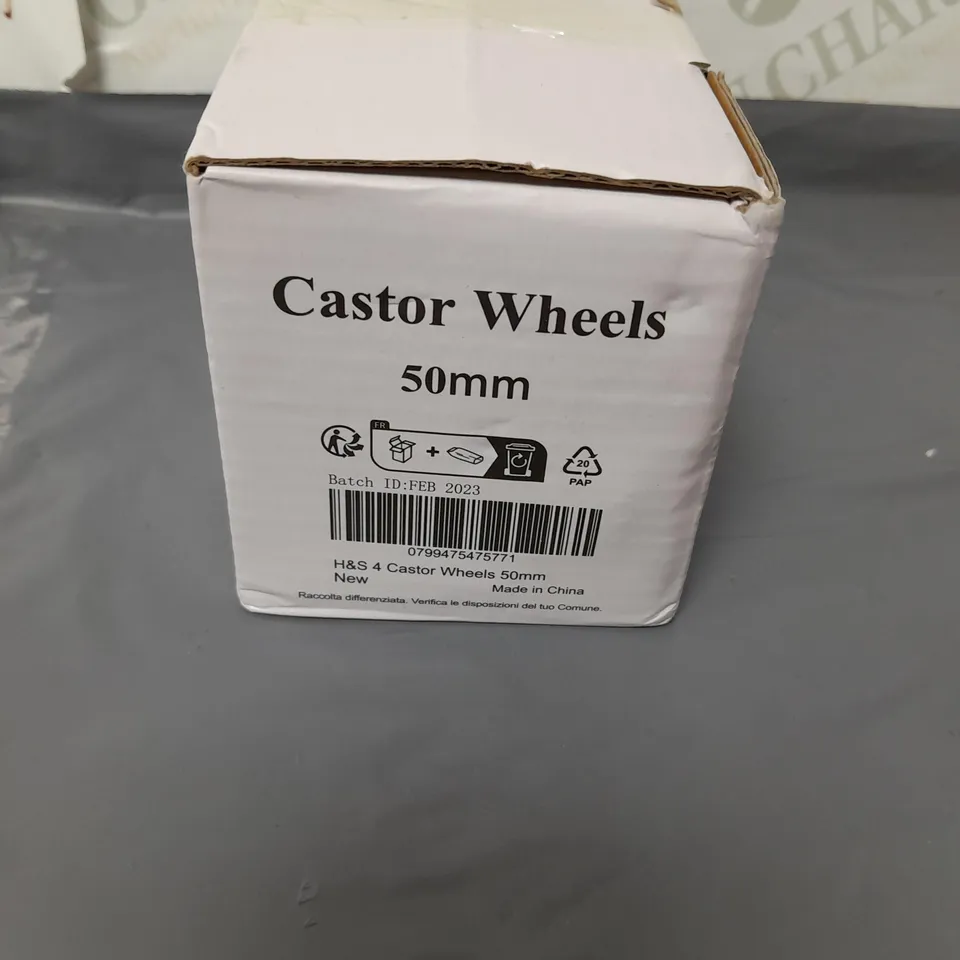 BOXED 1 PAIR OF CASTOR WHEELS 50MM