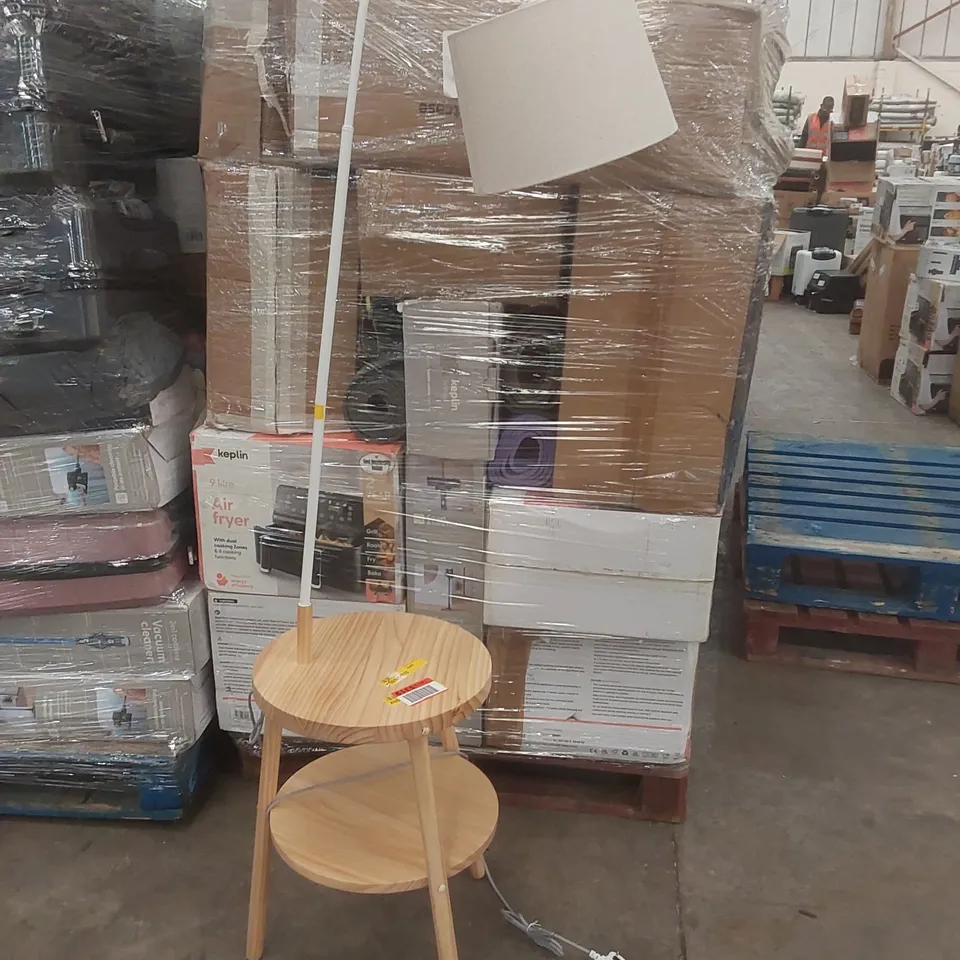 VALUELIGHTS LIGHT WOOD TRIPOD STORAGE FLOOR LAMP WITH SHELVES 