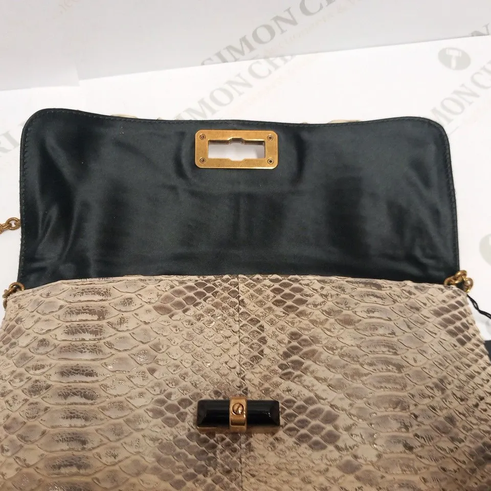 LANVIN POPLA CREAM METALISED PYTHON CLUTCH