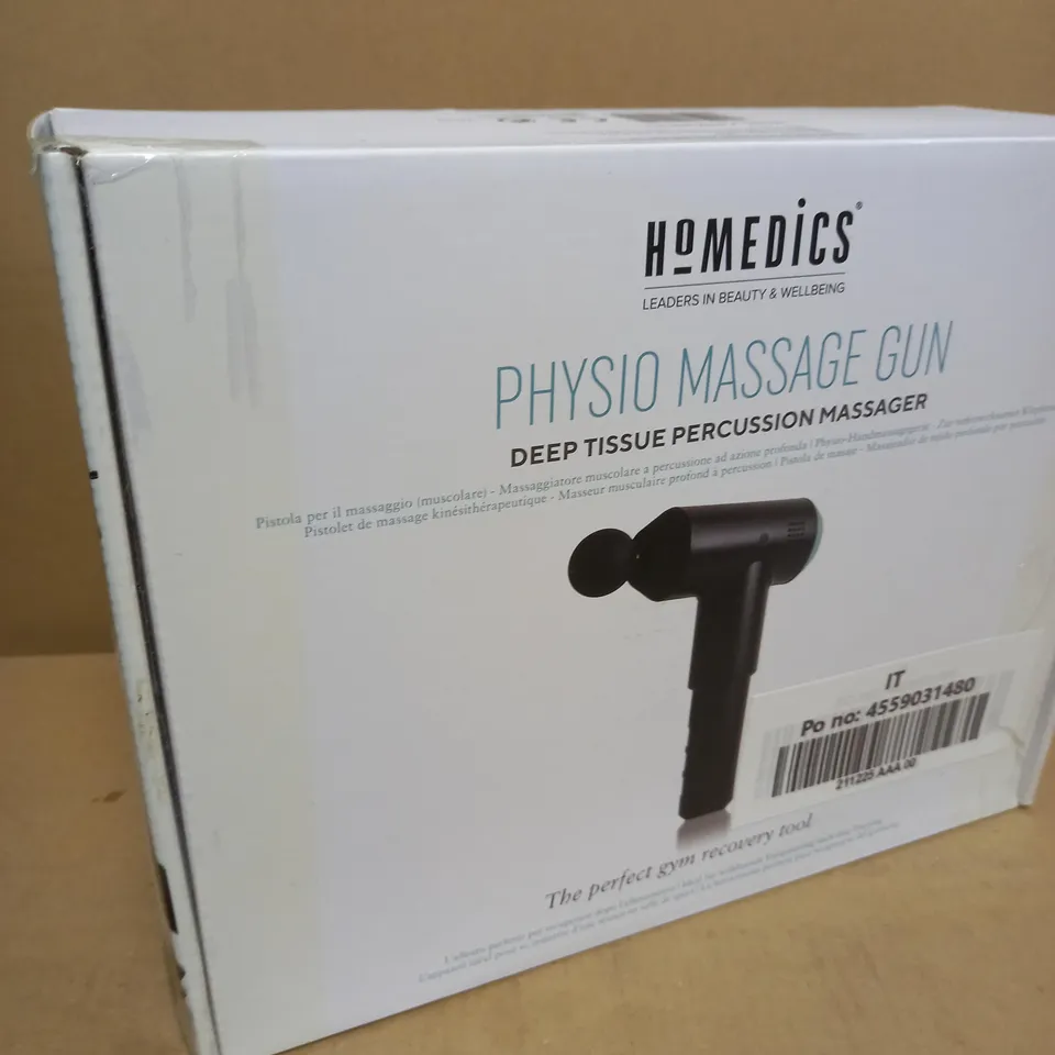 BOXED HOMEDICS PHYSIO MASSAGE GUN DEEP TISSUE MASSAGER