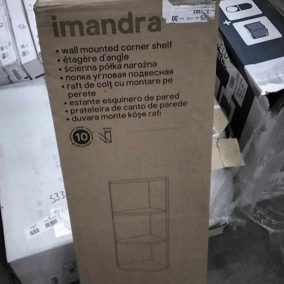 BOXED IMANDRA WALL MOUNTED CORNER SHELF 