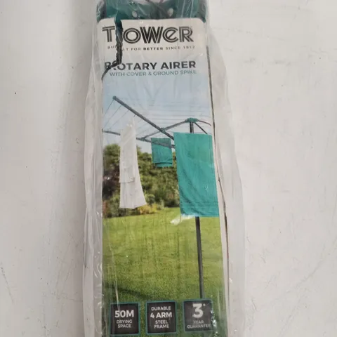 TOWER ROTARY AIRER WITH COVER AND GROUND SPIKE
