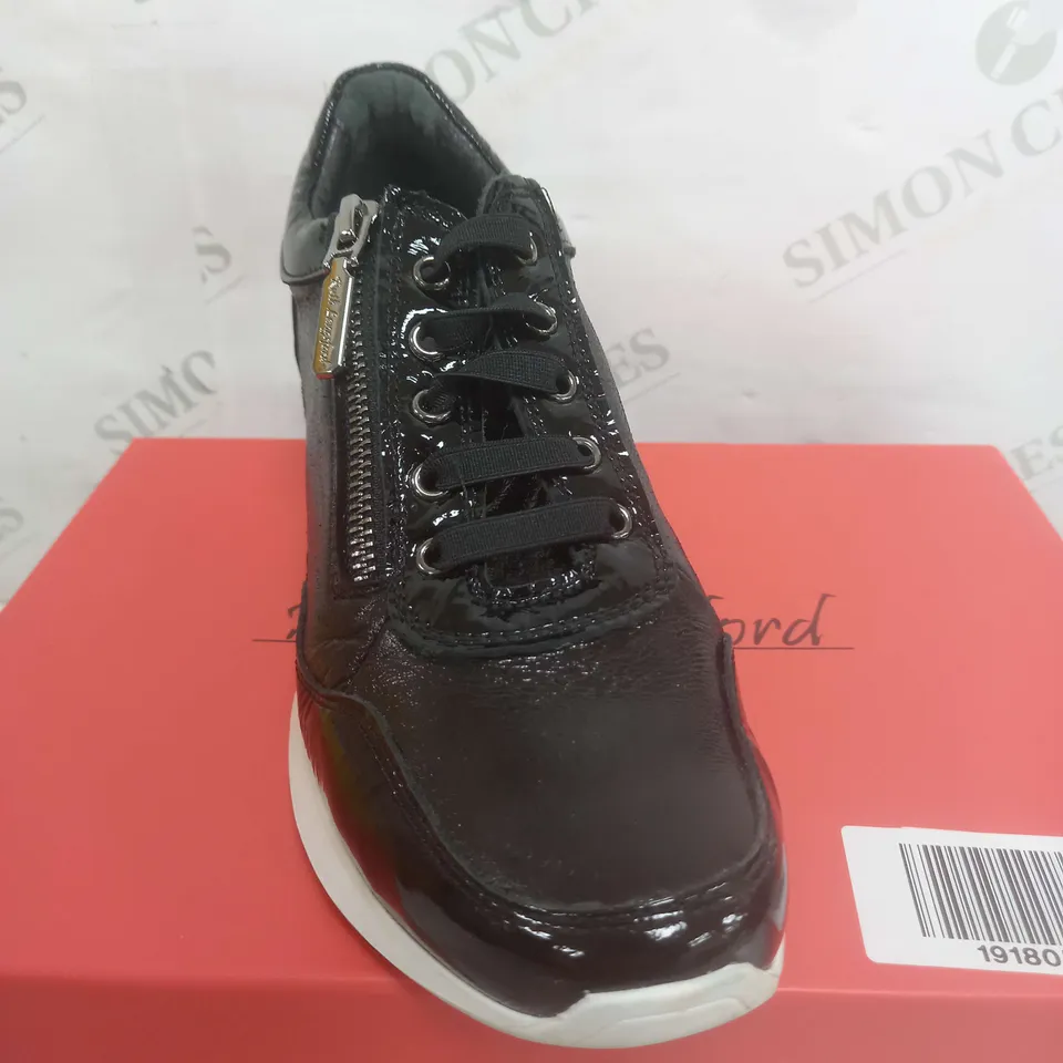 PAIR OF RUTH LANGSFORD WEDGE TRAINERS IN BLACK SIZE 5